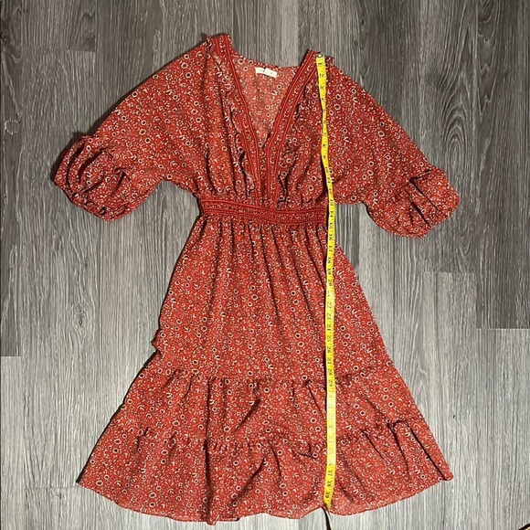 Max Studio Orange Midi Dress with Ruffled Tiered Design - Picture 5 of 11